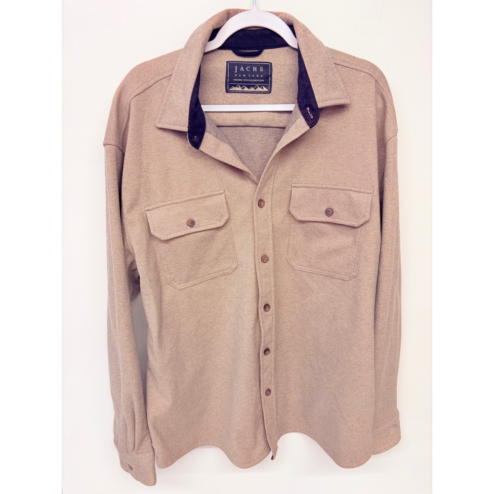 Jachs New York Gorpcore Shirt Jacket Men XXL Taupe Button Up Flannel Cabincore